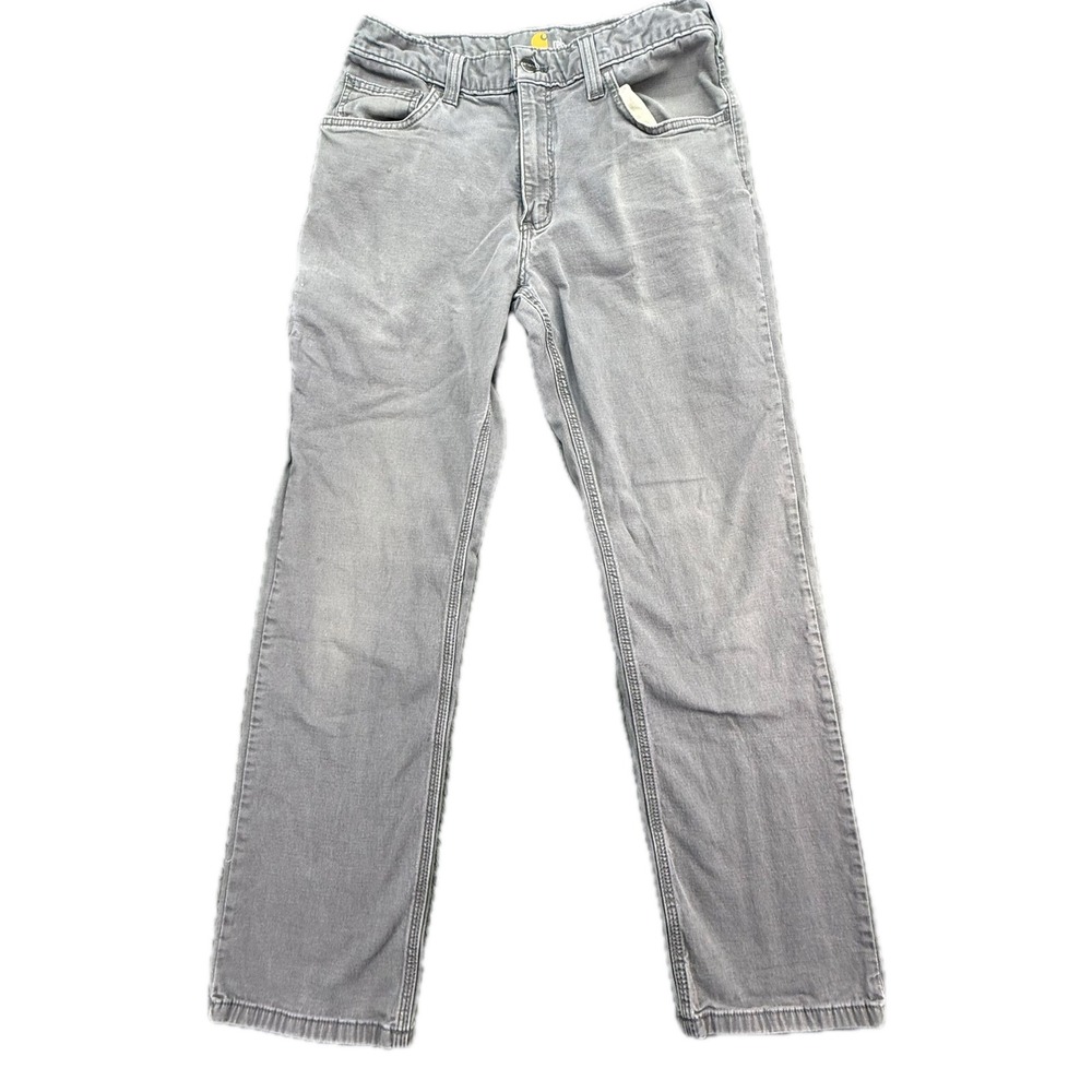 Carhartt Mens Relaxed Fit Canvas Work Pants Gray 102517-039 32x32 (Fits 31x28)